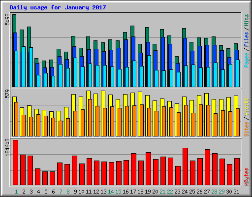 Daily usage for January 2017