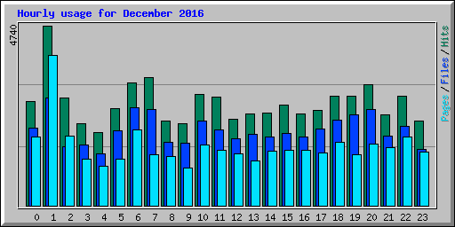 Hourly usage for December 2016