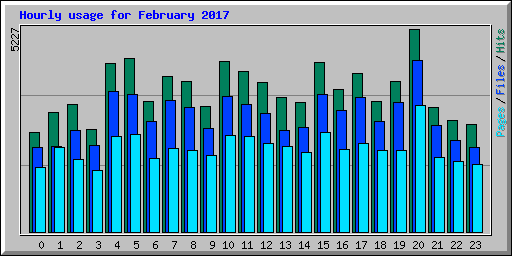 Hourly usage for February 2017