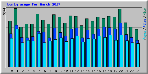 Hourly usage for March 2017