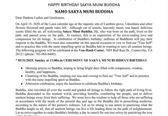 VanHanhMeditationCenterHappyBirthdayBuddha31May2026