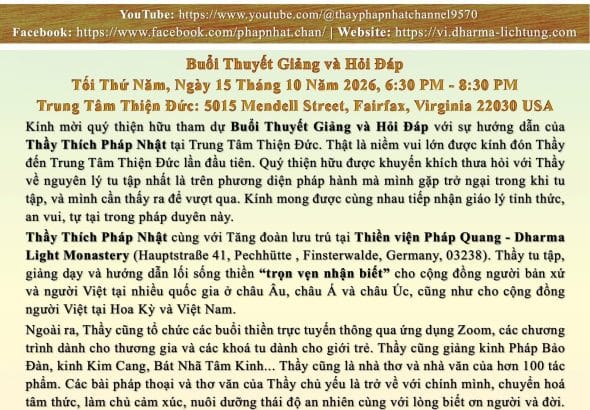 ThuyetGiangHoiDapThayThichPhapNhat15October2026